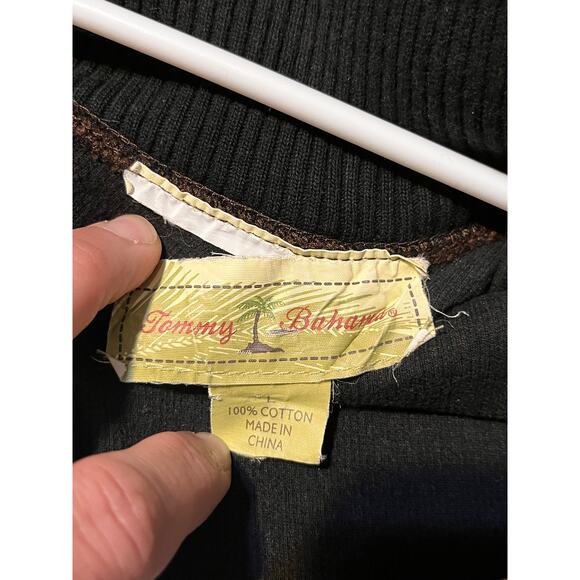 Tommy Bahama 1/4‎ Zip Pullover Sweater Mens large Brown blue stitching Vented - Picture 4 of 8